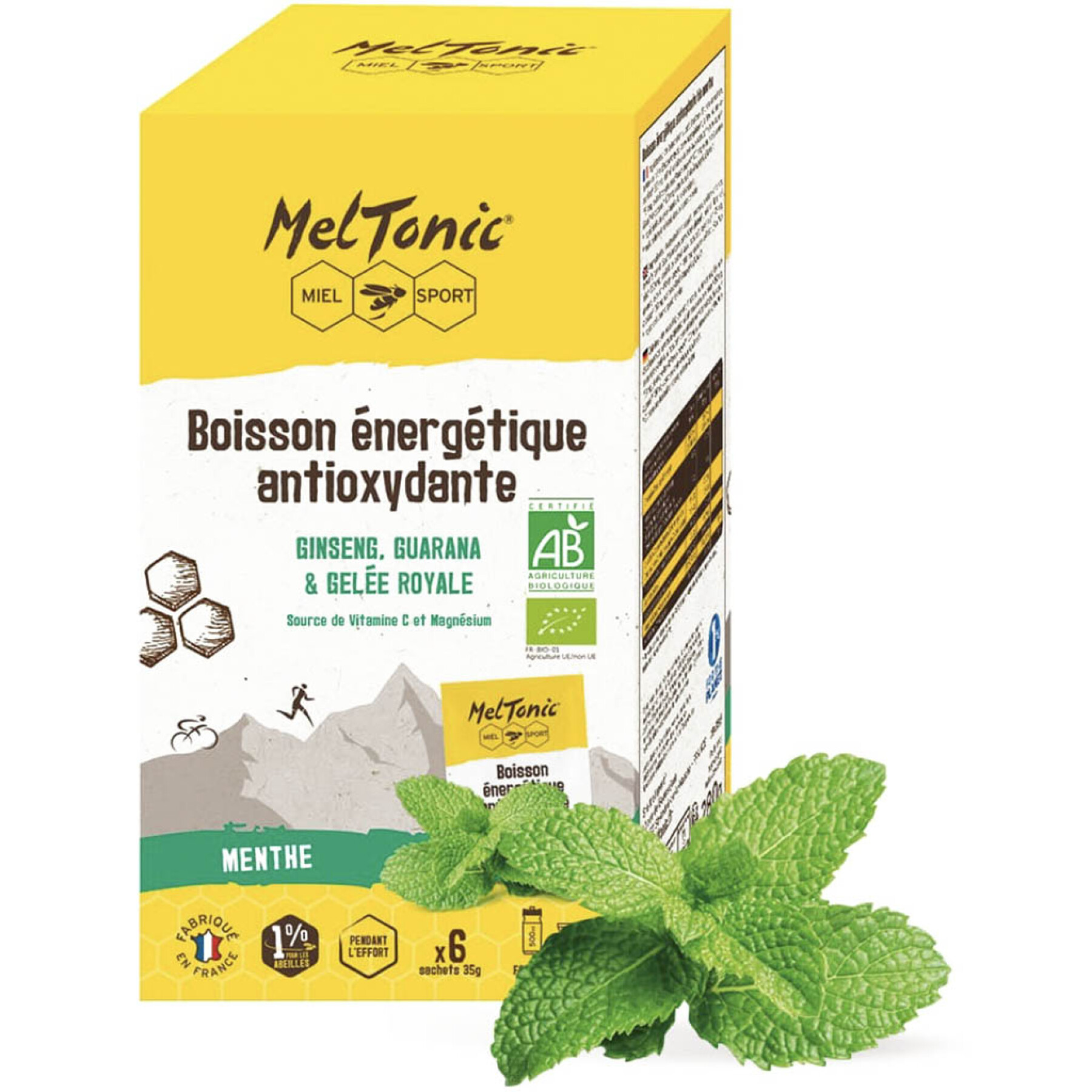 Boite de 6 sachets boisson énergétique antioxydante bio menthe Meltonic 35 g