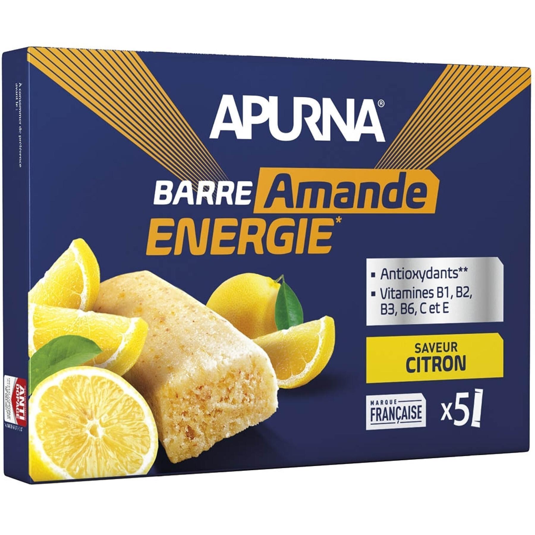 Lot de 5 barres énergétique fondante dont 1 barre offerte Apurna Citron/Amande