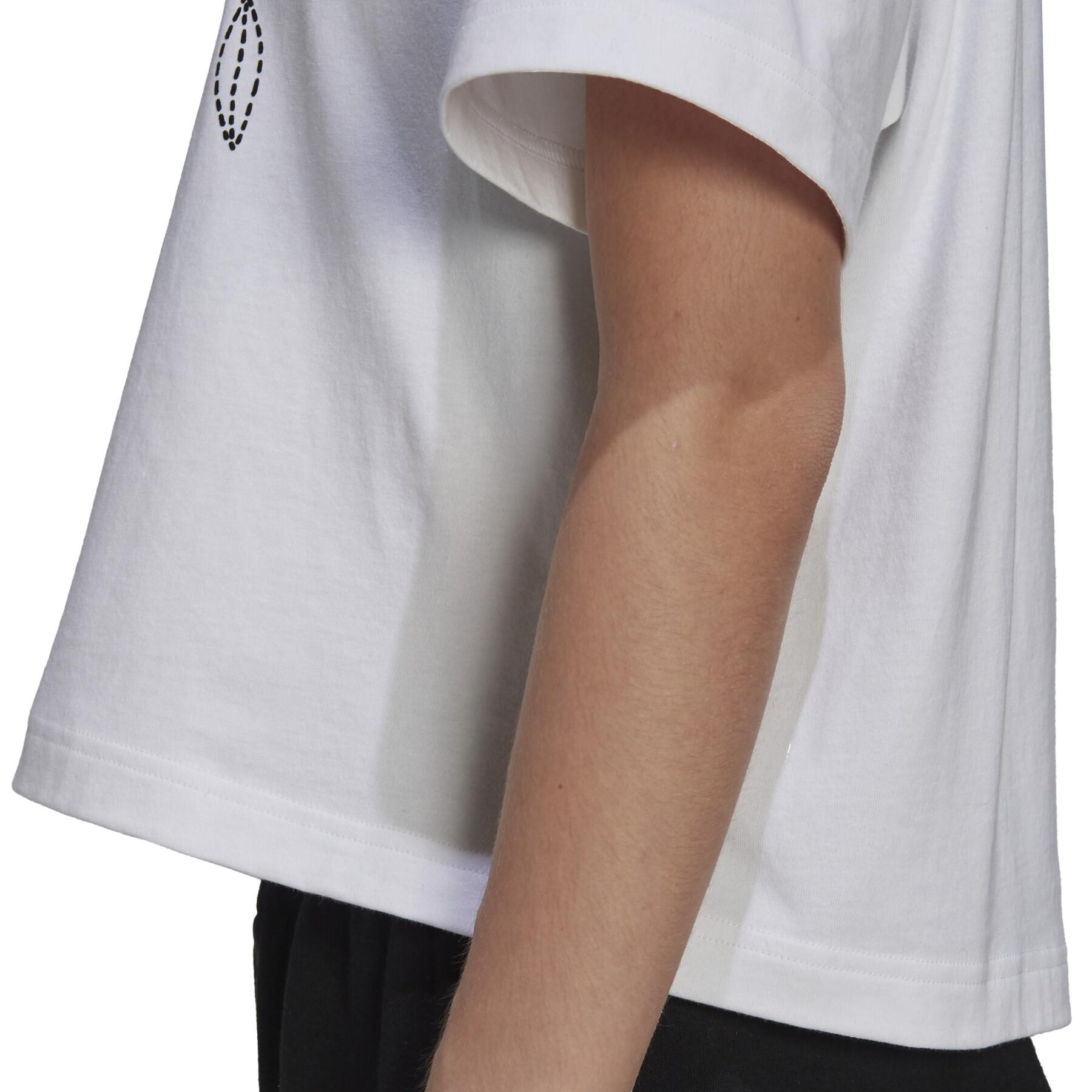 T-shirt femme adidas X Farrio Print Boyfriend Cropped Coton Logo