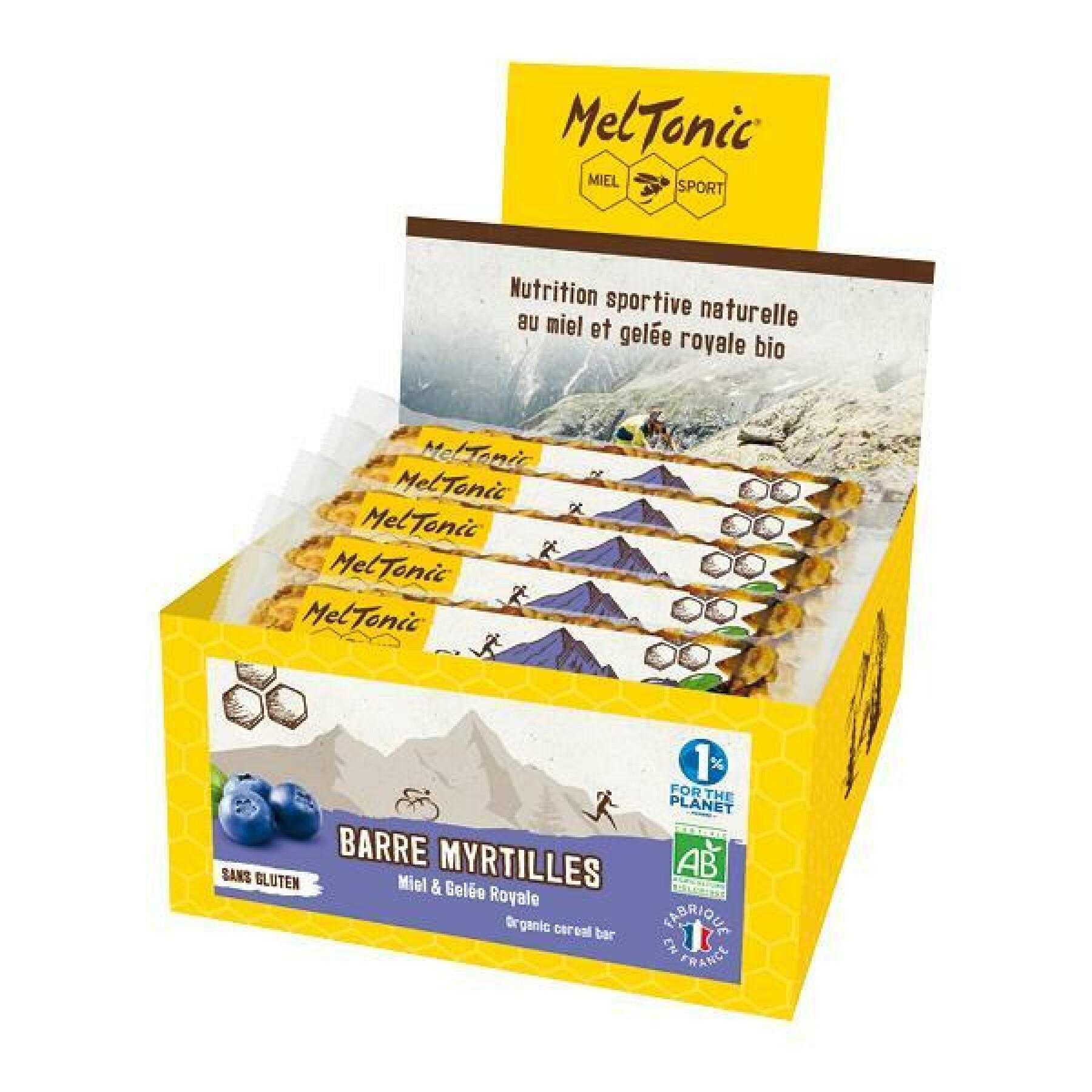 Boîte de 20 barres de nutrition céréales bio myrtilles & noisettes Meltonic 30 g