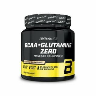 Pots d'acides aminés Biotech USA bcaa + glutamine zero - Thé glacé aux pêches - 480g