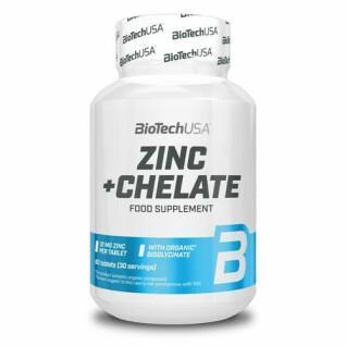 Lot de 12 pots de vitamine zinc + chélate Biotech USA - 60 comp